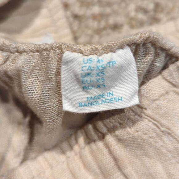 Cynthia Rowley Linen Pants Womens XS Beige Wide Leg Cropped Pockets Resort Beach - Picture 5 of 7